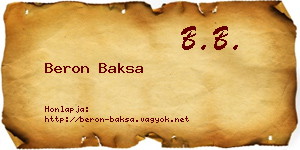 Beron Baksa névjegykártya